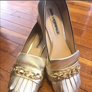 Karl Lagerfeld Paris- Aduro Gold Fringe Loafers